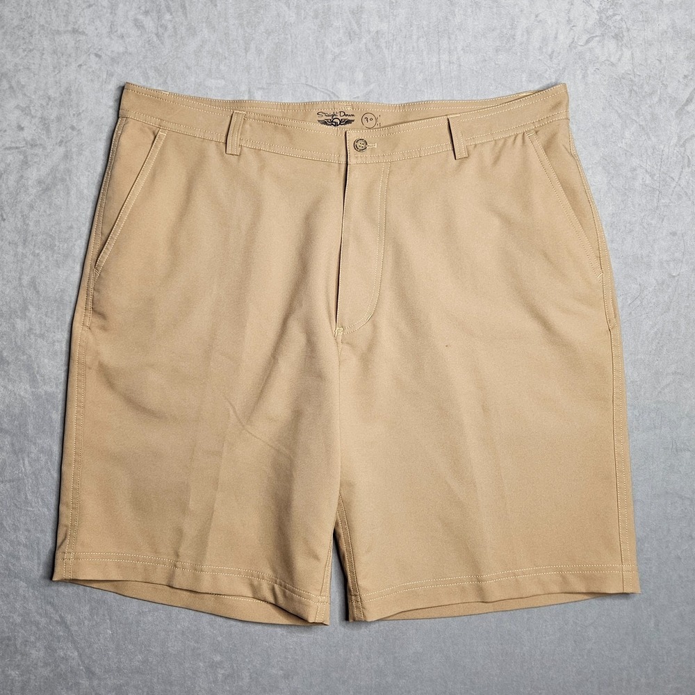 Straight Down Shorts Mens 38 Tan Chino 10" Inseam Golf Performance Stretch